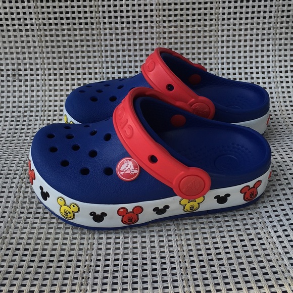 mickey crocs white